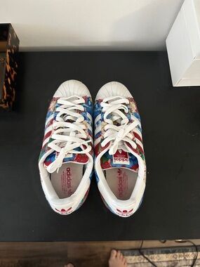 adidas Multicolor Graphic Superstar Sneakers - White/Red/Blue/Green